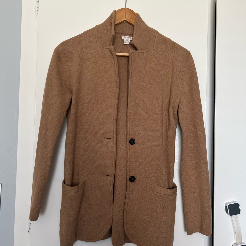 Jcrew camel tan thick blazer cardigan